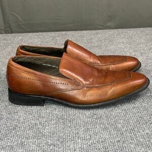 Stacy Adams Shoes Men 9.5 Leather Loafers Slip On Brogue Heritage Preppy Brown